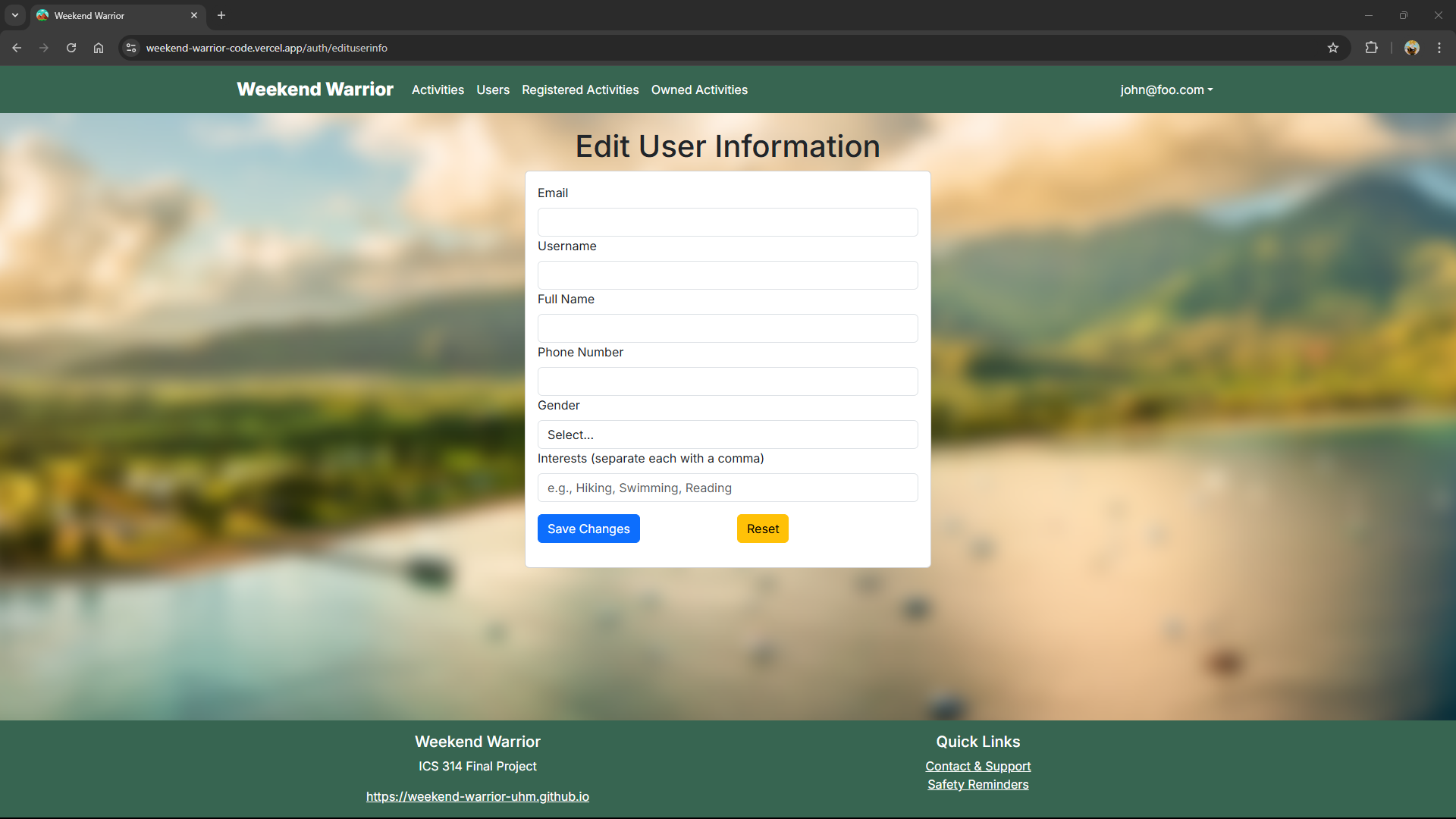 List Contacts Page Screenshot