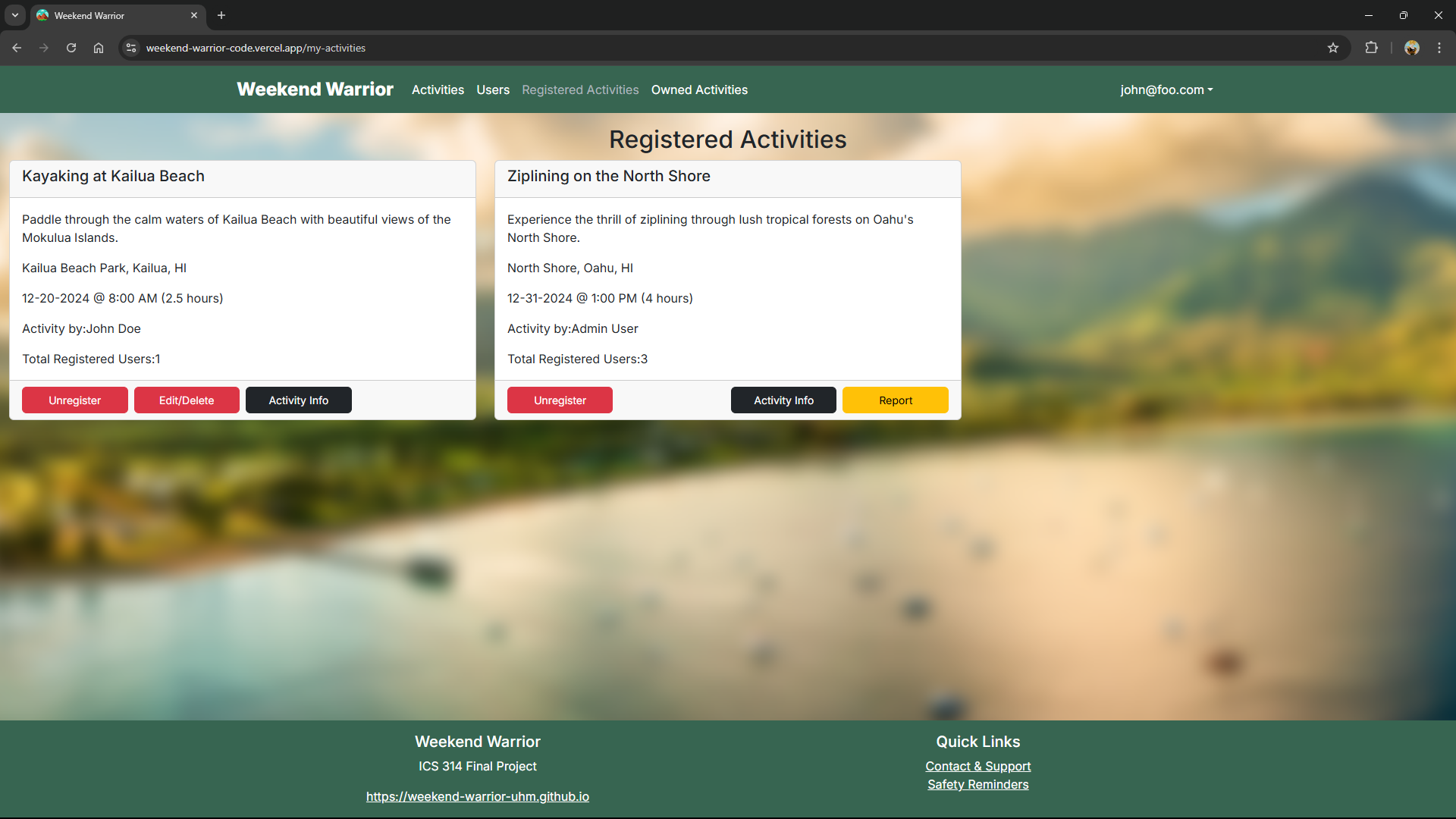List Contacts Page Screenshot